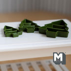 Miniature Christmas Tree Shaped Trays,  1:12 Scale Dollhouse Christmas Accessories Set of 3 (pine green) (metal) - G067