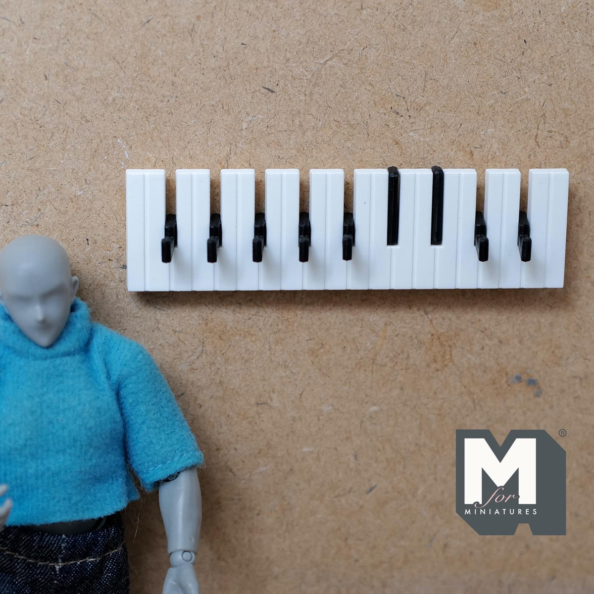 1:12 Scale Miniature Piano Key Coat Rack Dollhouse Entryway Fold Down Hook Rack 3-7/16 inch long - D054