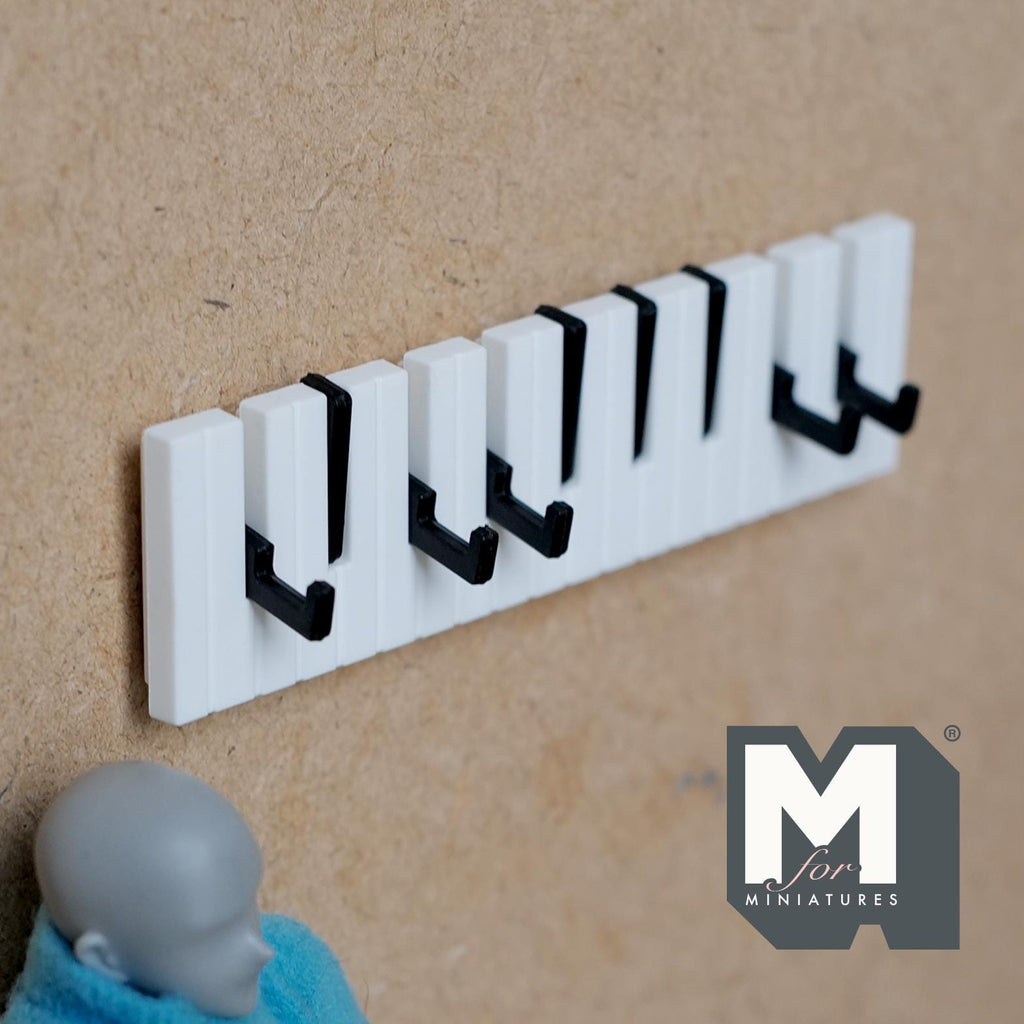 1:12 Scale Miniature Piano Key Coat Rack Dollhouse Entryway Fold Down Hook Rack 3-7/16 inch long - D054