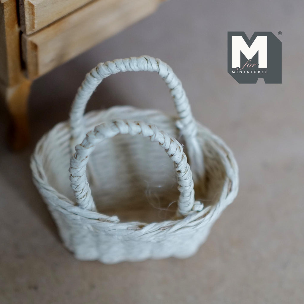 1:12 Scale Miniature Woven Laundry Basket Wicker Basket Dollhouse Laundry Room Decor 2-1/16 inch wide - J030