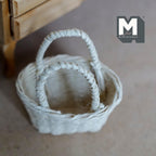 1:12 Scale Miniature Woven Laundry Basket Wicker Basket Dollhouse Laundry Room Decor 2-1/16 inch wide - J030