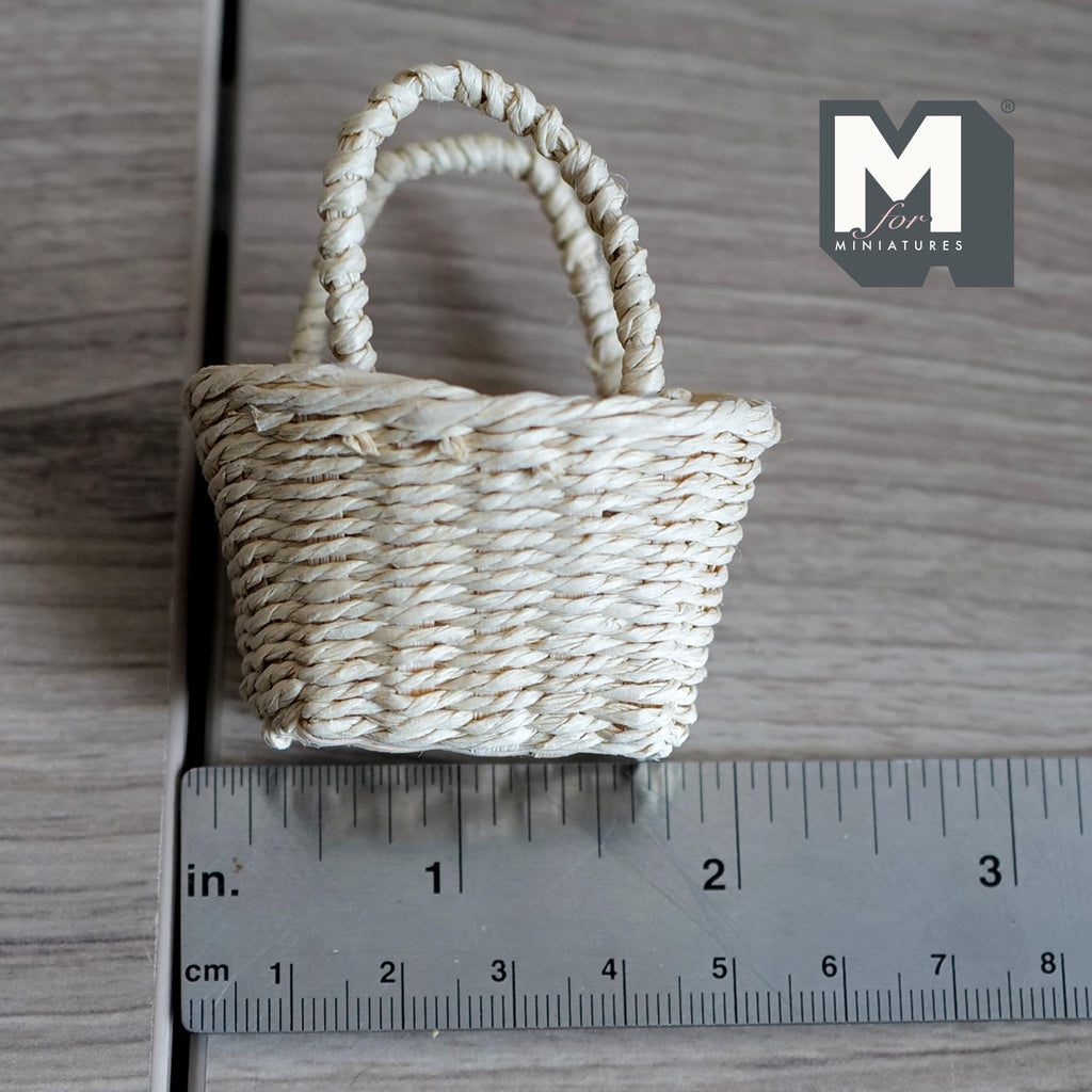 1:12 Scale Miniature Woven Laundry Basket Wicker Basket Dollhouse Laundry Room Decor 2-1/16 inch wide - J030