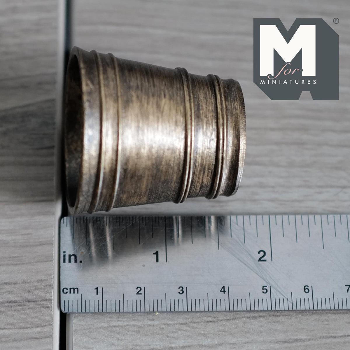 Miniature Weathered Bronze Planter 1:12 Scale Dollhouse Garden Rustic Ribbed Metal Pot 1-9/16 inch tall - B074