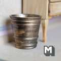 Miniature Weathered Bronze Planter 1:12 Scale Dollhouse Garden Rustic Ribbed Metal Pot 1-9/16 inch tall - B074