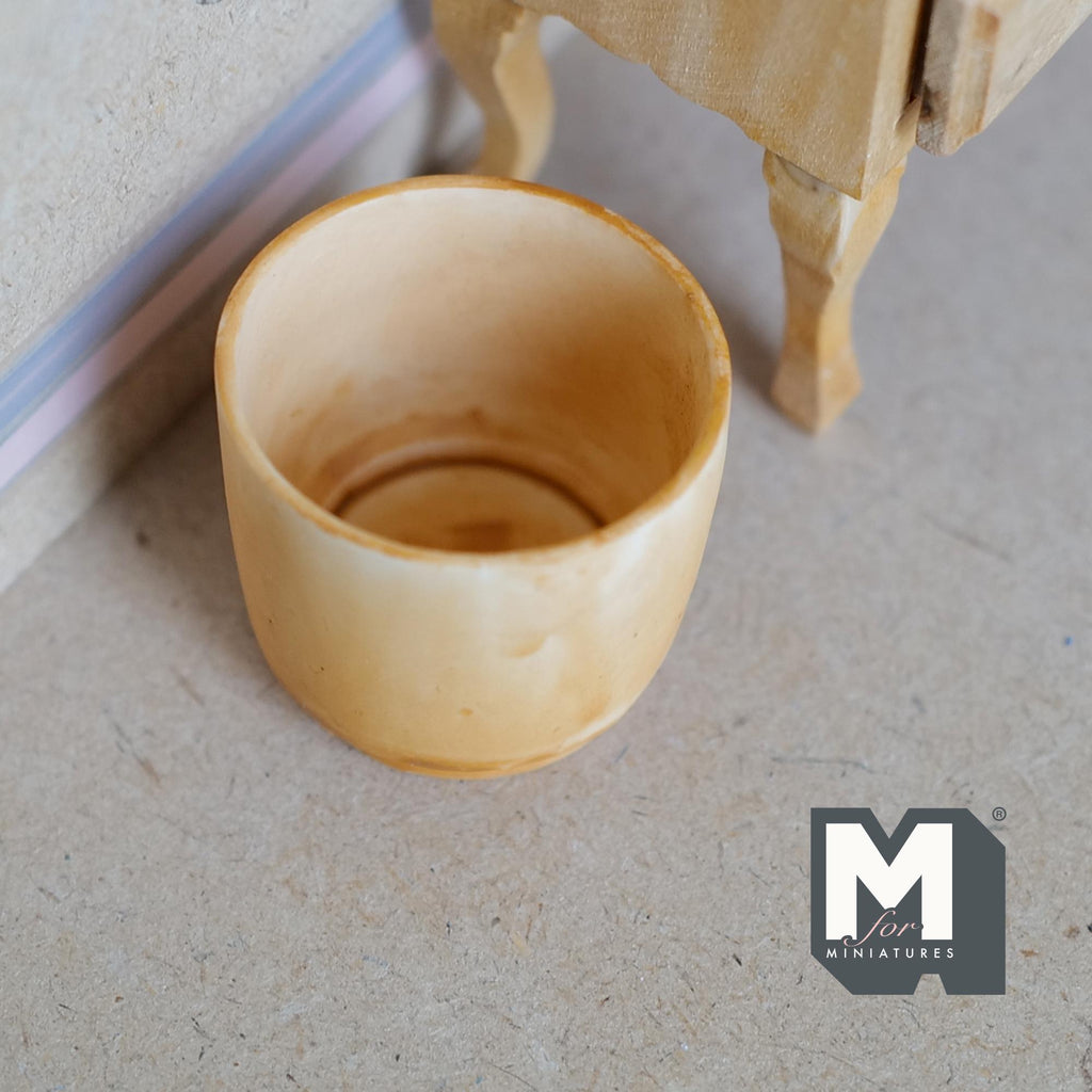 Miniature Weathered Planter Pot 1:12 Scale Dollhouse Garden Large Size Round Tree Pot 1-3/16 inch tall (light beige) - B074