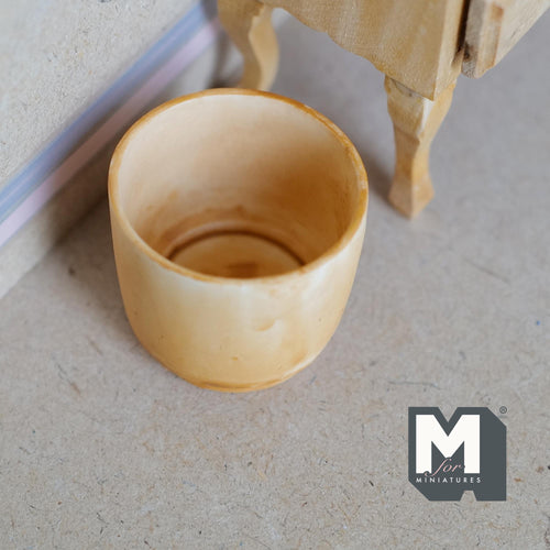 Miniature Weathered Planter Pot 1:12 Scale Dollhouse Garden Large Size Round Tree Pot 1-3/16 inch tall (light beige) - B074
