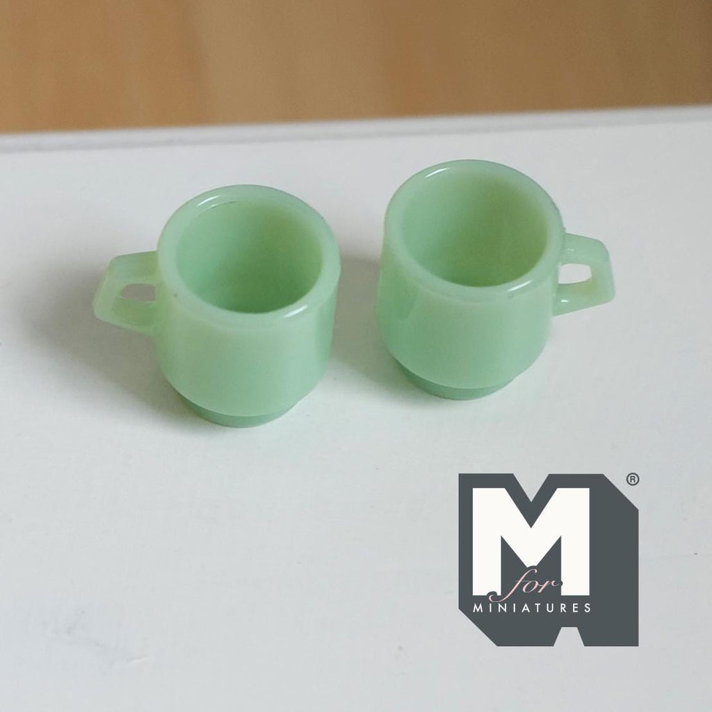 1:12 Scale Miniature Stacking Mugs White Retro Diner Coffee Cups Dollhouse Kitchen Accessories 9/16 inch tall (green) (plastic) - A023