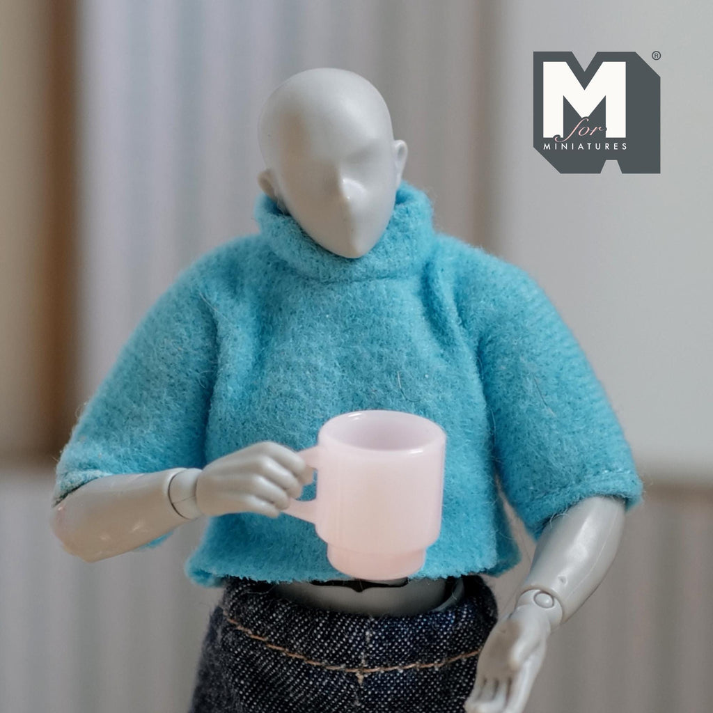 1:12 Scale Miniature Stacking Mugs White Retro Diner Coffee Cups Dollhouse Kitchen Accessories 9/16 inch tall (pink) (plastic) - A023