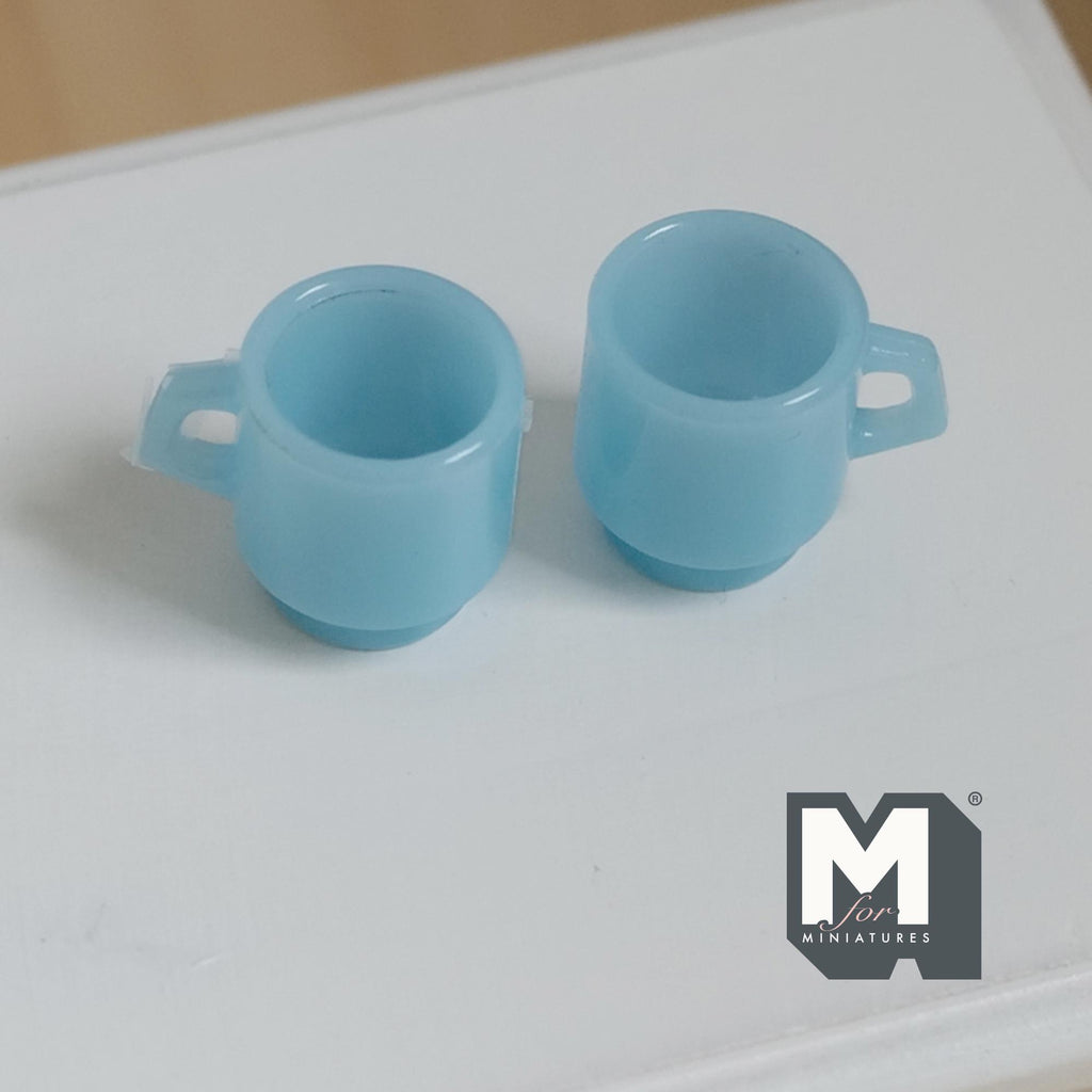 1:12 Scale Miniature Stacking Mugs White Retro Diner Coffee Cups Dollhouse Kitchen Accessories 9/16 inch tall (blue) (plastic) - A023
