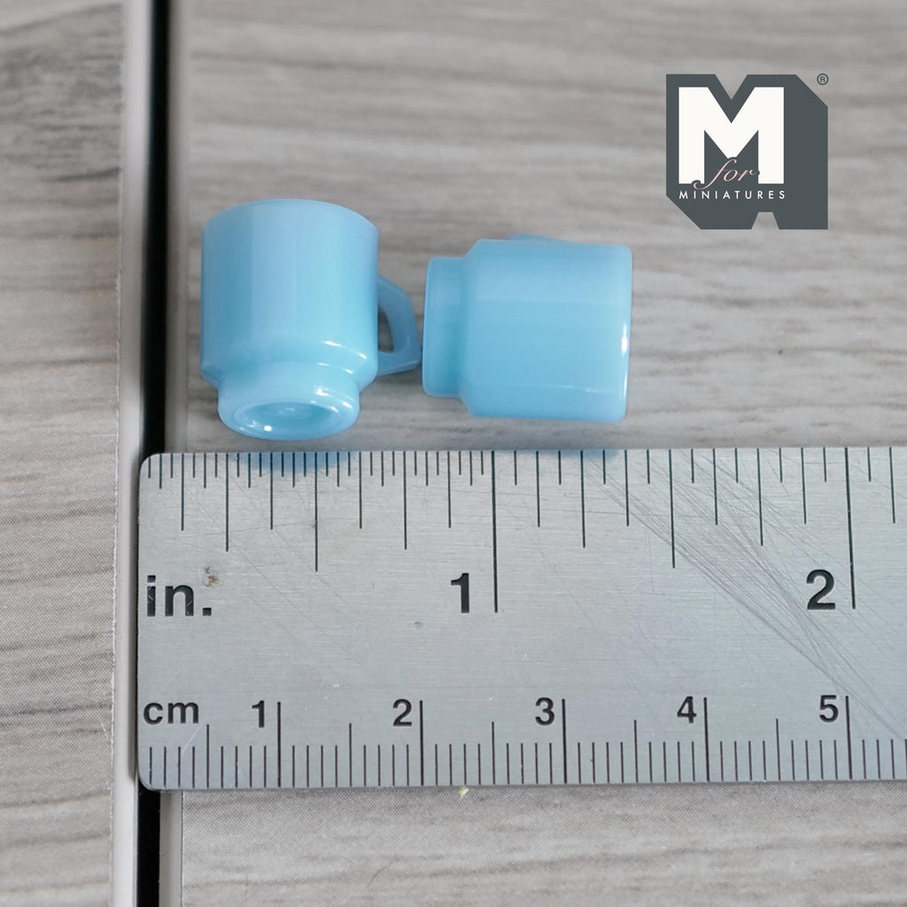 1:12 Scale Miniature Stacking Mugs White Retro Diner Coffee Cups Dollhouse Kitchen Accessories 9/16 inch tall (blue) (plastic) - A023