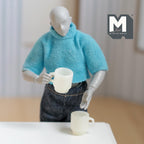 1:12 Scale Miniature Stacking Mugs White Retro Diner Coffee Cups Dollhouse Kitchen Accessories 9/16 inch tall (beige) (plastic) - A023