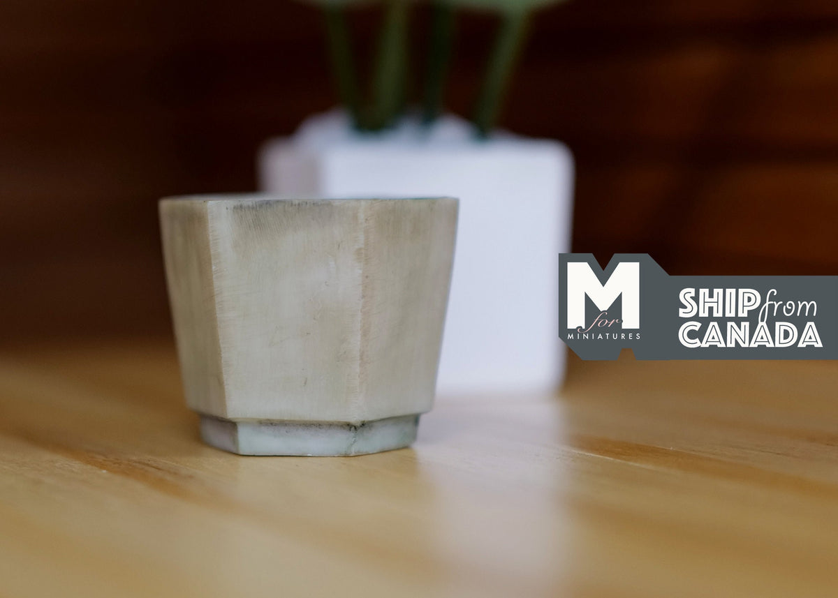 Miniature Weathered Hexagon Planter Pot 1:12 Scale Dollhouse Garden Large Size Geometric Tree Planter 1-1/4 inch tall (green) - B074