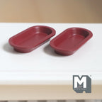 Miniature Oval Plates 1:12 Scale Dollhouse Tableware Oblong Plates Set of 2 , 1-1/4 inch long (red) (metal) - A043