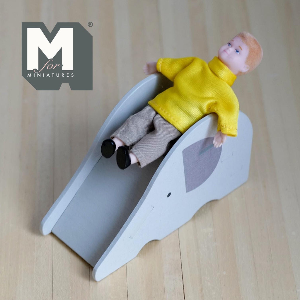 1:12 Scale Miniature Elephant Slide Kit for Nursery or Playroom, 2-3/8 inch tall, DIY Dollhouse Supply (gray)