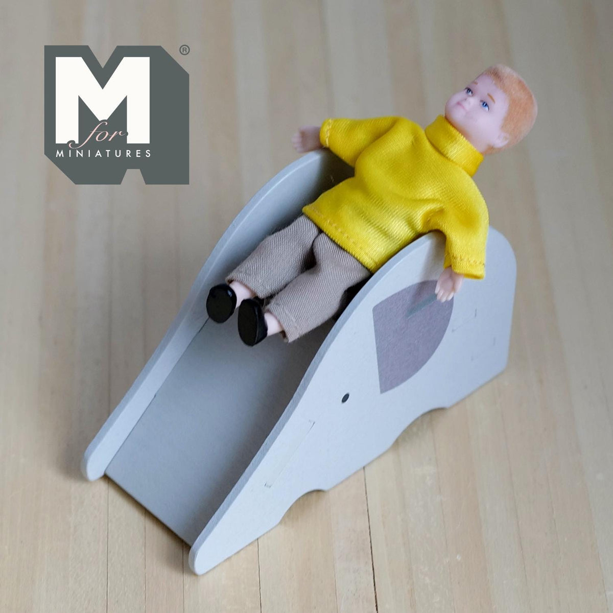 1:12 Scale Miniature Elephant Slide Kit for Nursery or Playroom, 2-3/8 inch tall, DIY Dollhouse Supply (gray)