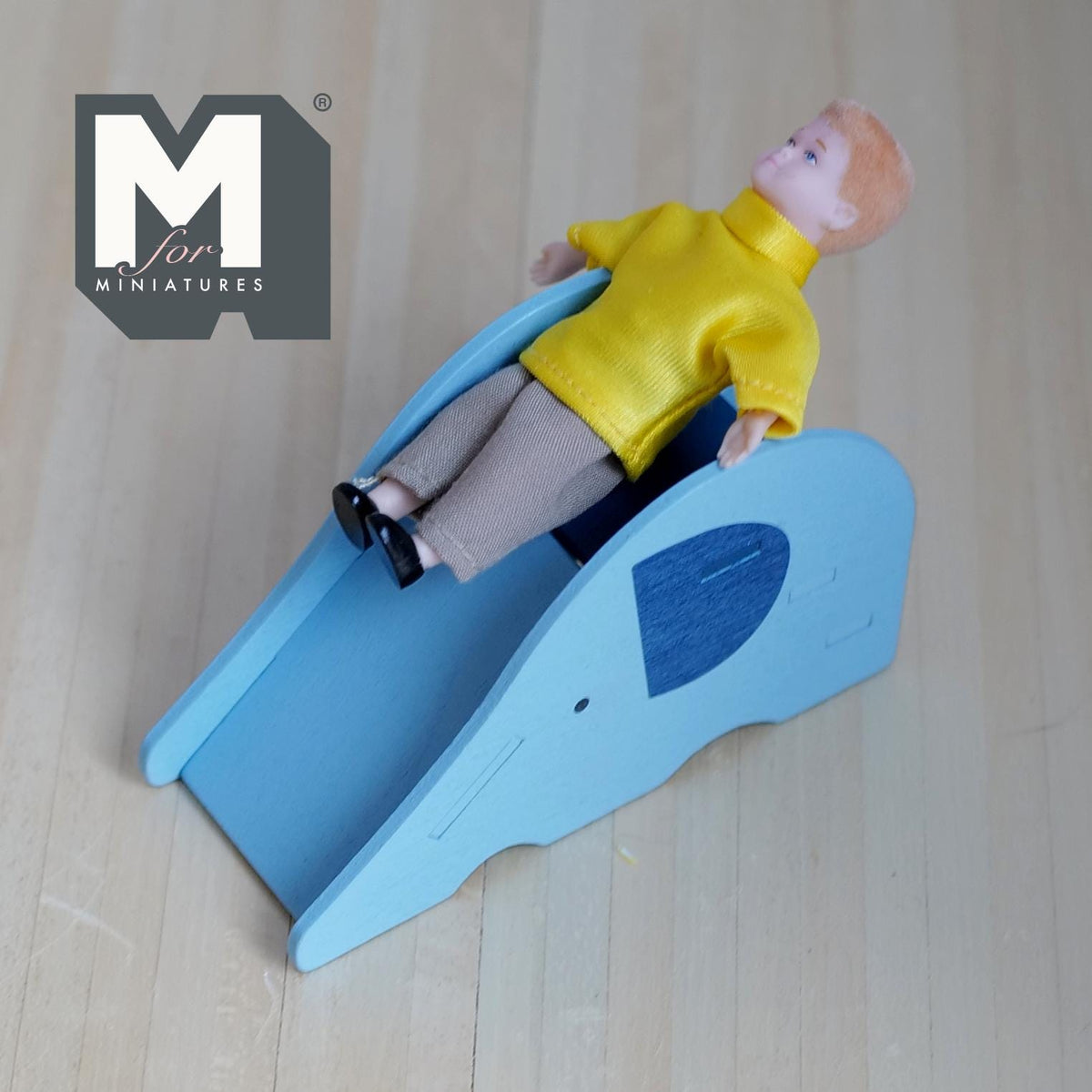 1:12 Scale Miniature Elephant Slide Kit for Nursery or Playroom, 2-3/8 inch tall, DIY Dollhouse Supply (blue)