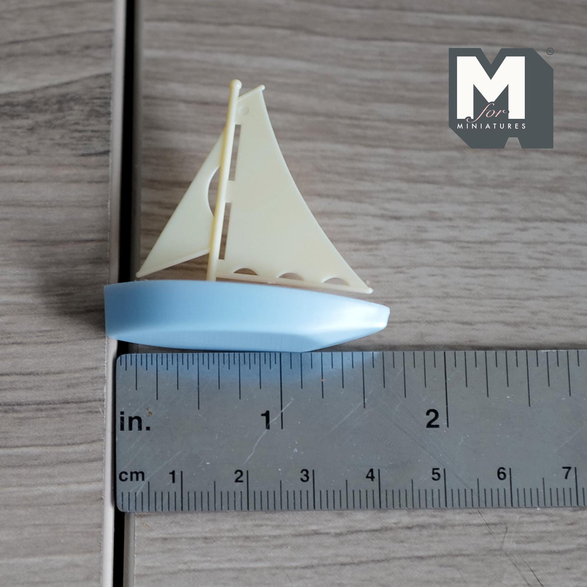 Miniature Sailing Ship 1:12 Scale Dollhouse Playroom Decoration Sail Boat 1-3/4 inch long (beige) - G056