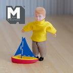 Miniature Sailing Ship 1:12 Scale Dollhouse Playroom Decoration Sail Boat 1-3/4 inch long (blue) - G056