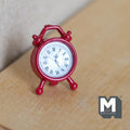 Miniature Red Alarm Clock Twin Bell 1:12 Scale Dollhouse Supplies Bell Clock 5/8 inch tall (metal) - B052