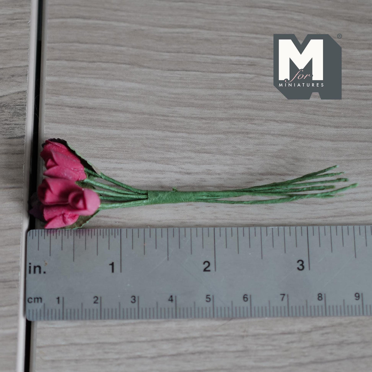 1:12 Scale Miniature Red Rose Bunch, Flower Stem for Fairy Garden and Diorama, 3-15/16 inch long