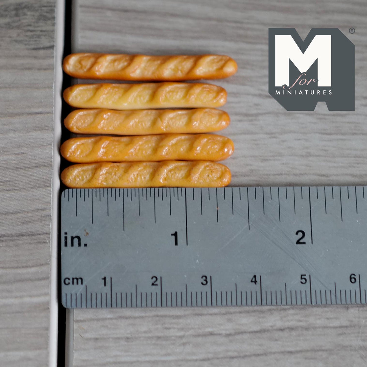 Miniature Baguette 1:12 Scale Dollhouse Breakfast Bakery Decor Long French Bread Loaf Set of 5 , 1-5/8 inch long - E048
