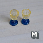 Miniature Goblet Set of 2 , 1:12 Scale Dollhouse Wine Glasses 9/16 inch tall (plastic) - E084