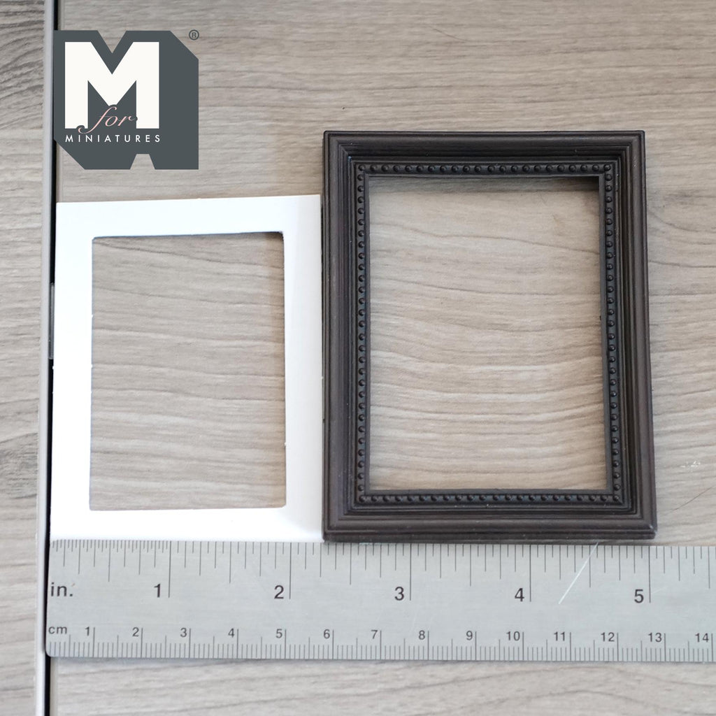 Miniature Ornate Picture Frame 1:12 Scale Dollhouse Large Size Painting Frame 3-9/16 inch tall (brown) - A054