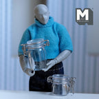 Miniature Swing Top Jars 1:12 Scale Dollhouse Kitchen Large Size Clamp Lid Flip Top Storage Canisters Set of 2 (clear) - A025