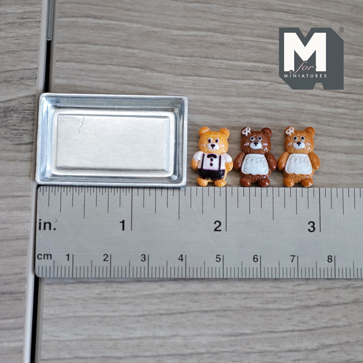 Miniature Bear Cookies and Tray 1:12 Scale Dollhouse Bakery Food Accessories Set of 4 - E062