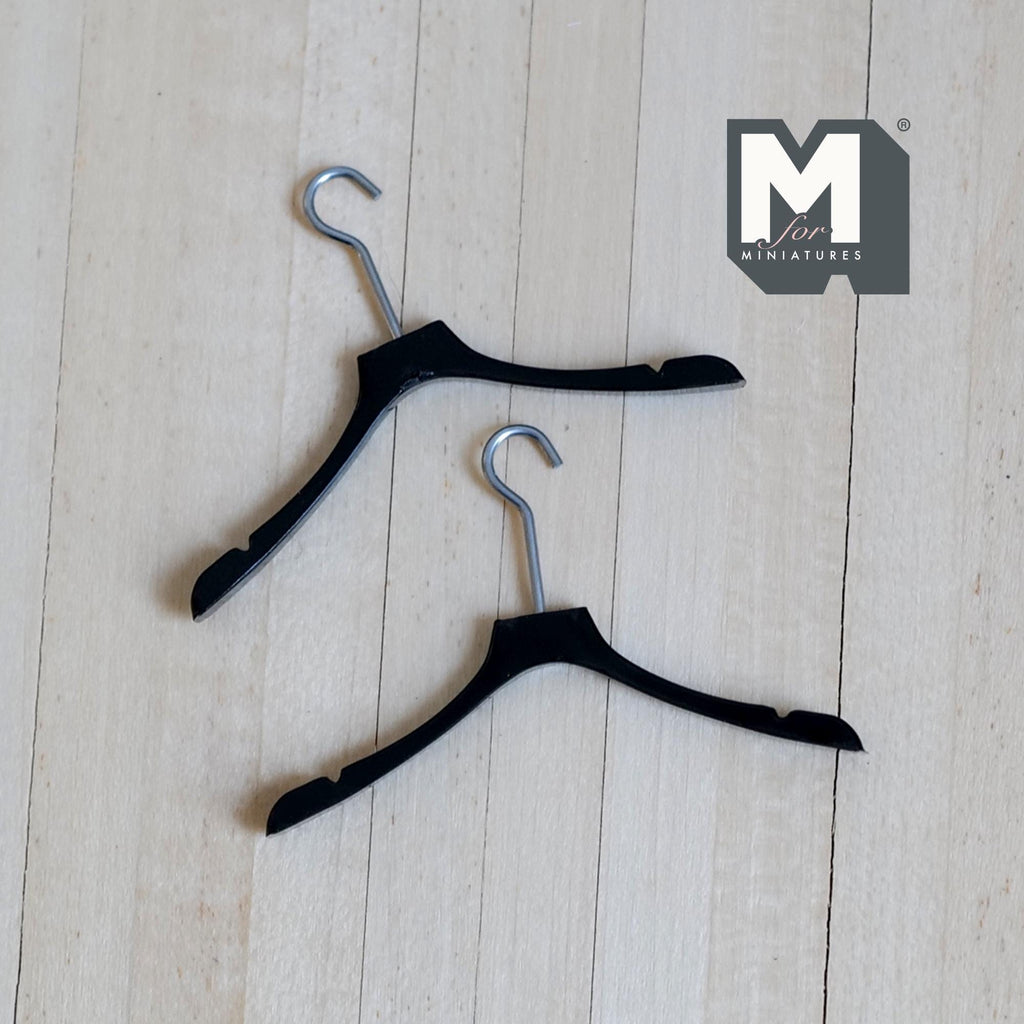 Miniature Clothe Hangers Set of 2 , 1:12 Scale Dollhouse Closet Decor 1-3/4 inch wide (plastic) - G059