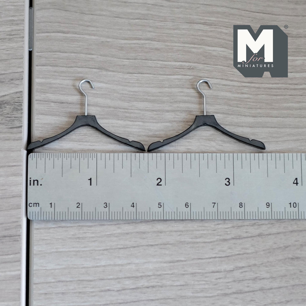 Miniature Clothe Hangers Set of 2 , 1:12 Scale Dollhouse Closet Decor 1-3/4 inch wide (plastic) - G059