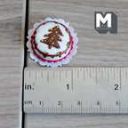 Miniature Christmas Tree Cake 1:12 Scale Dollhouse Festive Dessert Chocolate Cake 7/8 inch dia. (white) - D025