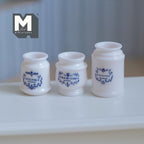 3-Piece Miniature French Kitchen Canister Set 1:12 Scale Dollhouse Accessories Large Size Ceramic Style Jars 11/16 inch dia. (white) - G012