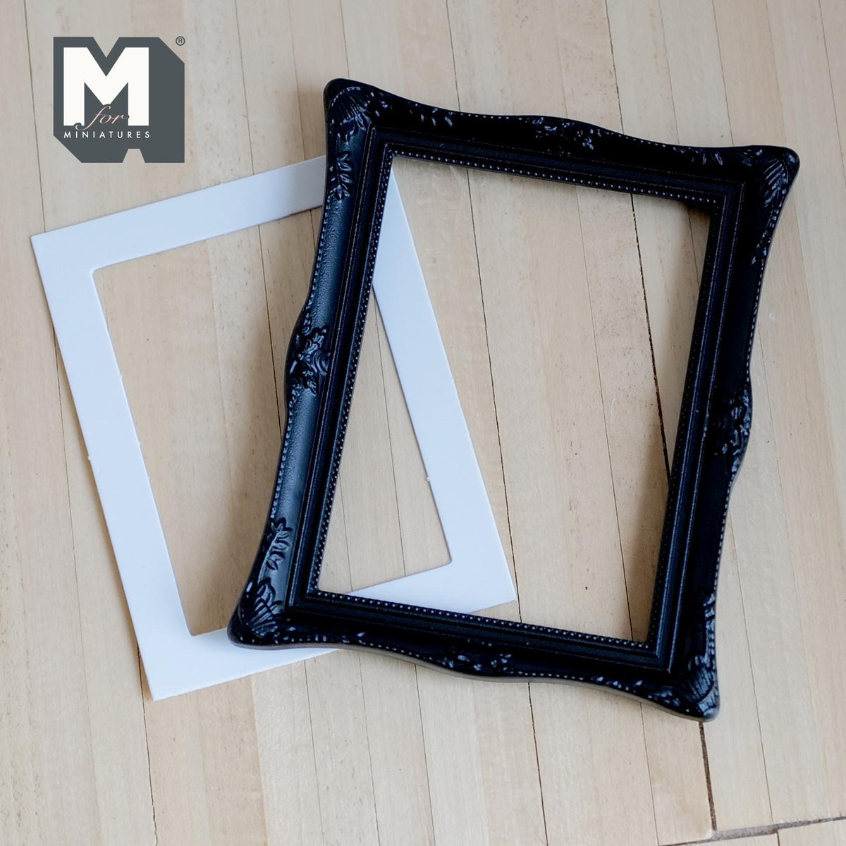 Miniature Ornate Picture Frame 1:12 Scale Dollhouse Large Size Painting Frame 3-9/16 inch tall (black) - A054