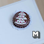 Miniature Christmas Tree Cake 1:12 Scale Dollhouse Festive Dessert Chocolate Cake 7/8 inch dia. (brown) - D025