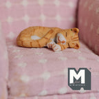 1:12 Scale Miniature Sleeping Tabby Cat Dollhouse Animal 1-3/16 inch long (resin) - C070