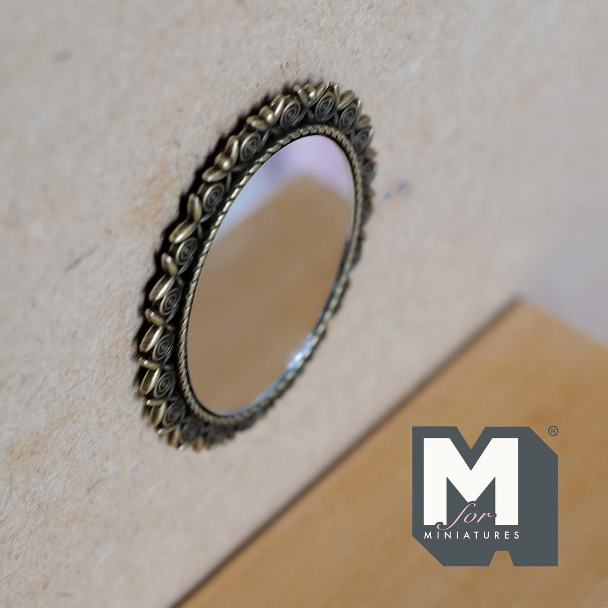 1:12 Scale Miniature Ornate Bronze Oval Mirror Dollhouse Wall Mirror 2 inch tall (metal) - F040