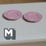 1:12 Scale Miniature Dining Plates Set of 2 Dollhouse Kitchen Tableware 11/16 inch dia. (M) (pink) (metal) - A030
