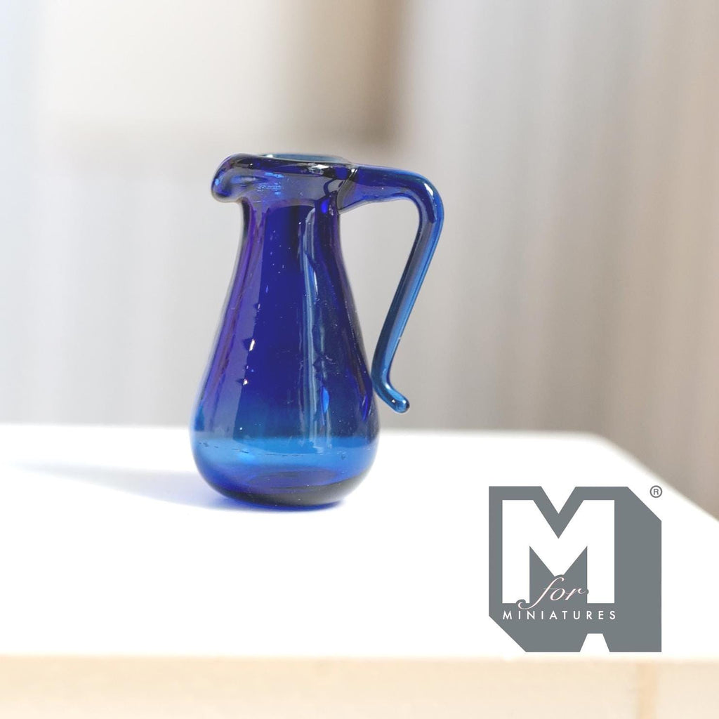 1:12 Scale Miniature Blue Glass Pitcher Dollhouse Kitchen Water Jug 1-1/8 inch tall - A035