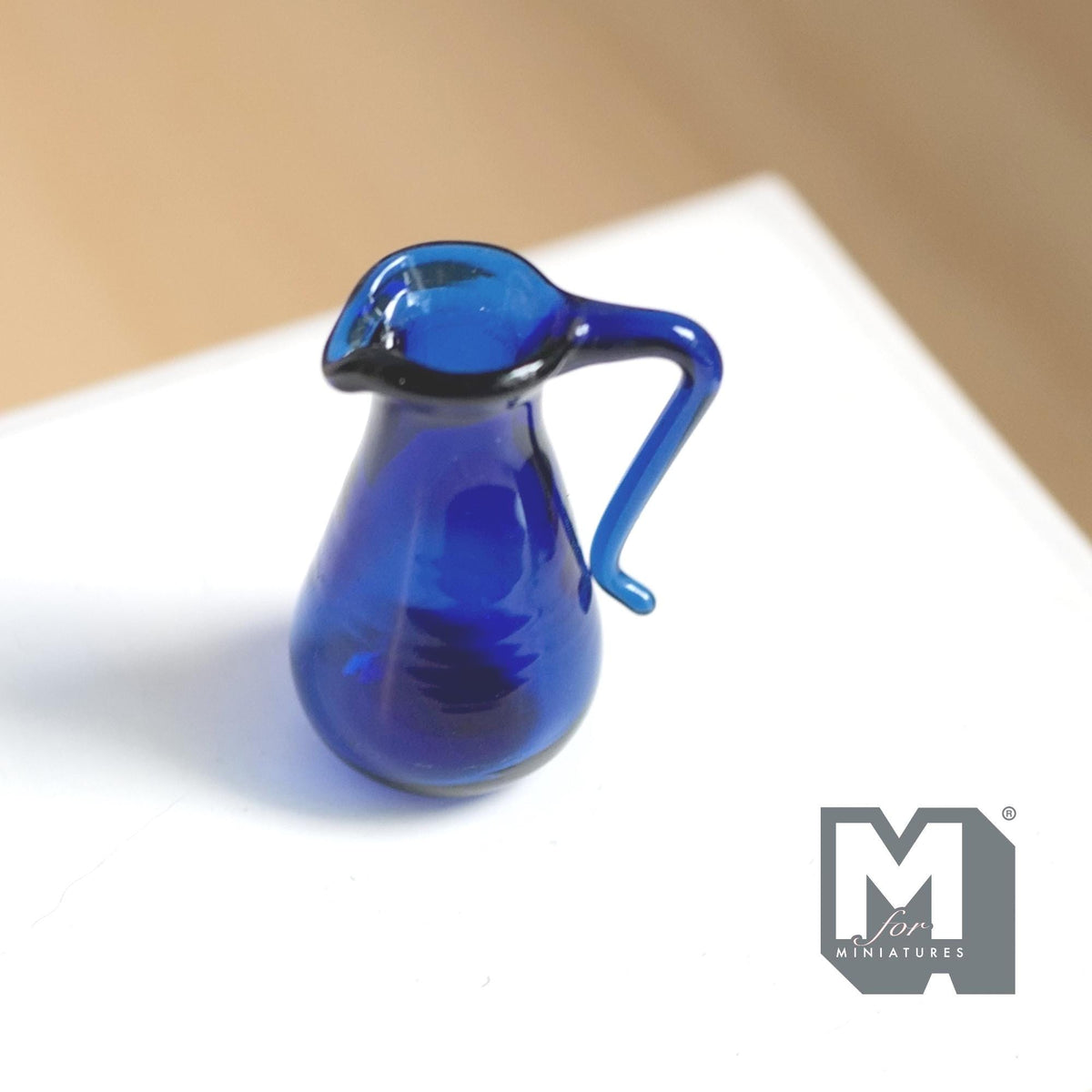 1:12 Scale Miniature Blue Glass Pitcher Dollhouse Kitchen Water Jug 1-1/8 inch tall - A035