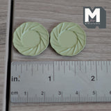 1:12 Scale Miniature Dining Plates Set of 2 Dollhouse Kitchen Tableware 7/8 inch dia. (L) (green) (metal) - A030