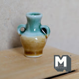 1:12 Scale Miniature Ceramic Begonia Shaped Amphora Vase Dollhouse Fairy Garden Vase 1 inch tall - B064