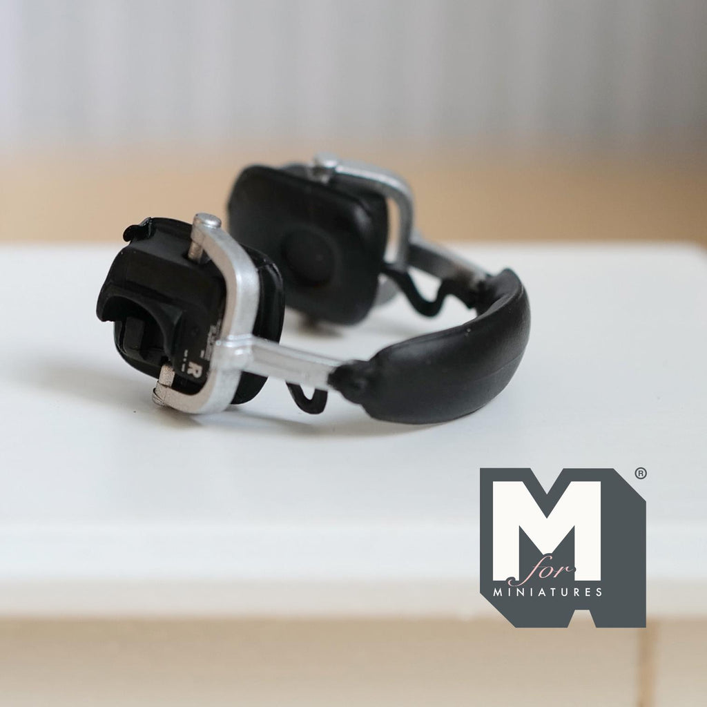 1:12 Scale Miniature Reference Headphone Over Ear Headset 5/8 inch tall (black) (non working) - E096