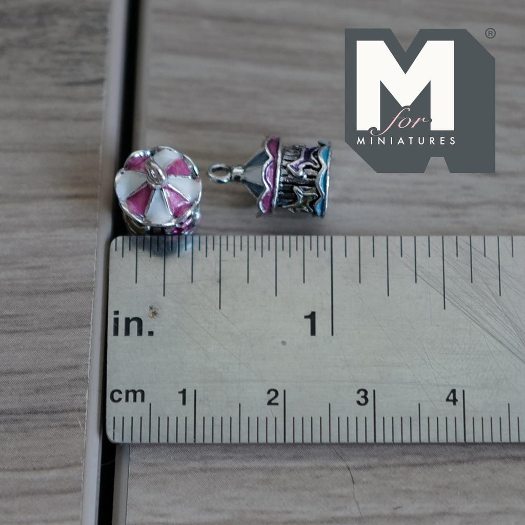 1:12 Scale Miniature Merry Go Round Ornaments Set of 4 Dollhouse Christmas Carousel 9/16 inch tall (metal) - G078