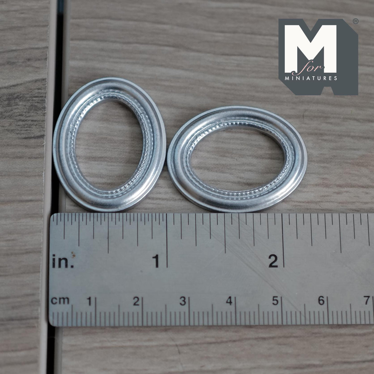 1:12 Scale Miniature Oval Picture Frames Set of 2 Dollhouse Ornate Frames 1-1/4 inch tall (silver) (small) - A095