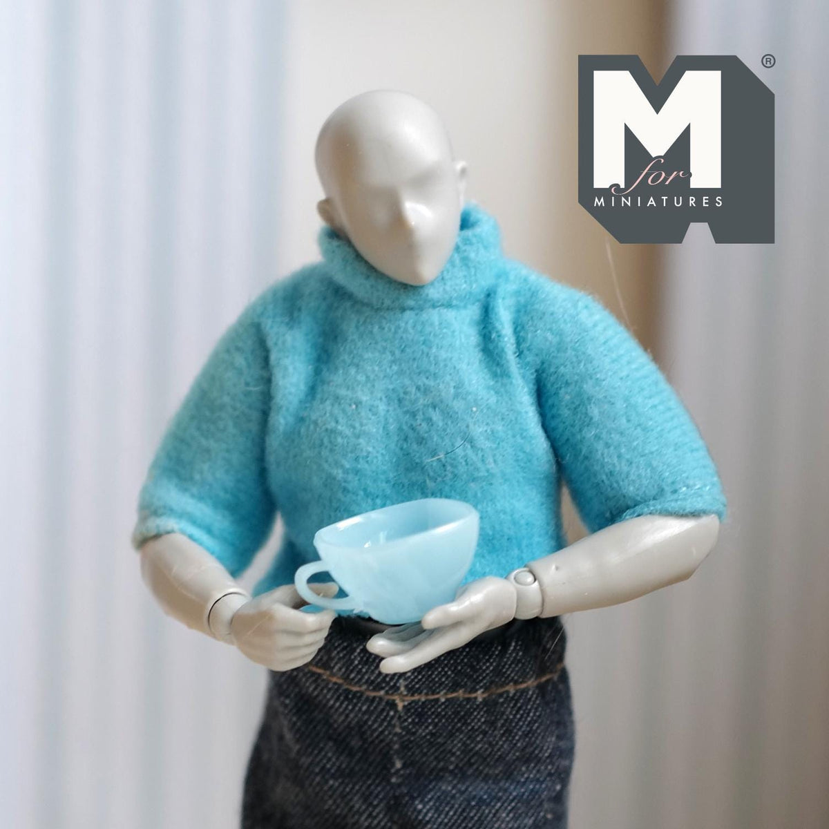 1:6 Scale Miniature Square Teacup and Saucer Dollhouse Kitchen Coffee Cup Set (style a) (plastic) -