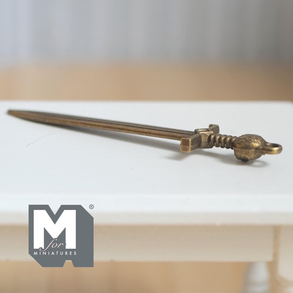 1:12 Scale Miniature Metal Sword Dollhouse Decor Mid Century Style Blade Metal Sabre 2-5/8 inch long (dull non-working) - H026