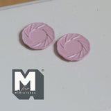 1:12 Scale Miniature Dining Plates Set of 2 Dollhouse Kitchen Tableware 1/2 inch dia. (S) (pink) (metal) - A030