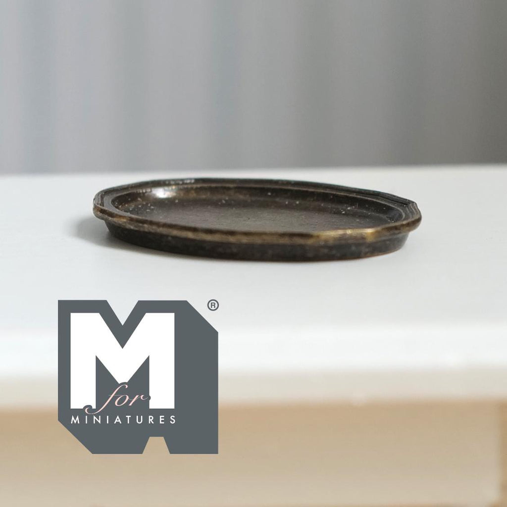 1:12 Scale Miniature Antique Brass Oval Serving Tray Dollhouse Kitchen Dining Platter 1-3/16 inch long (S) (copper style) - A042
