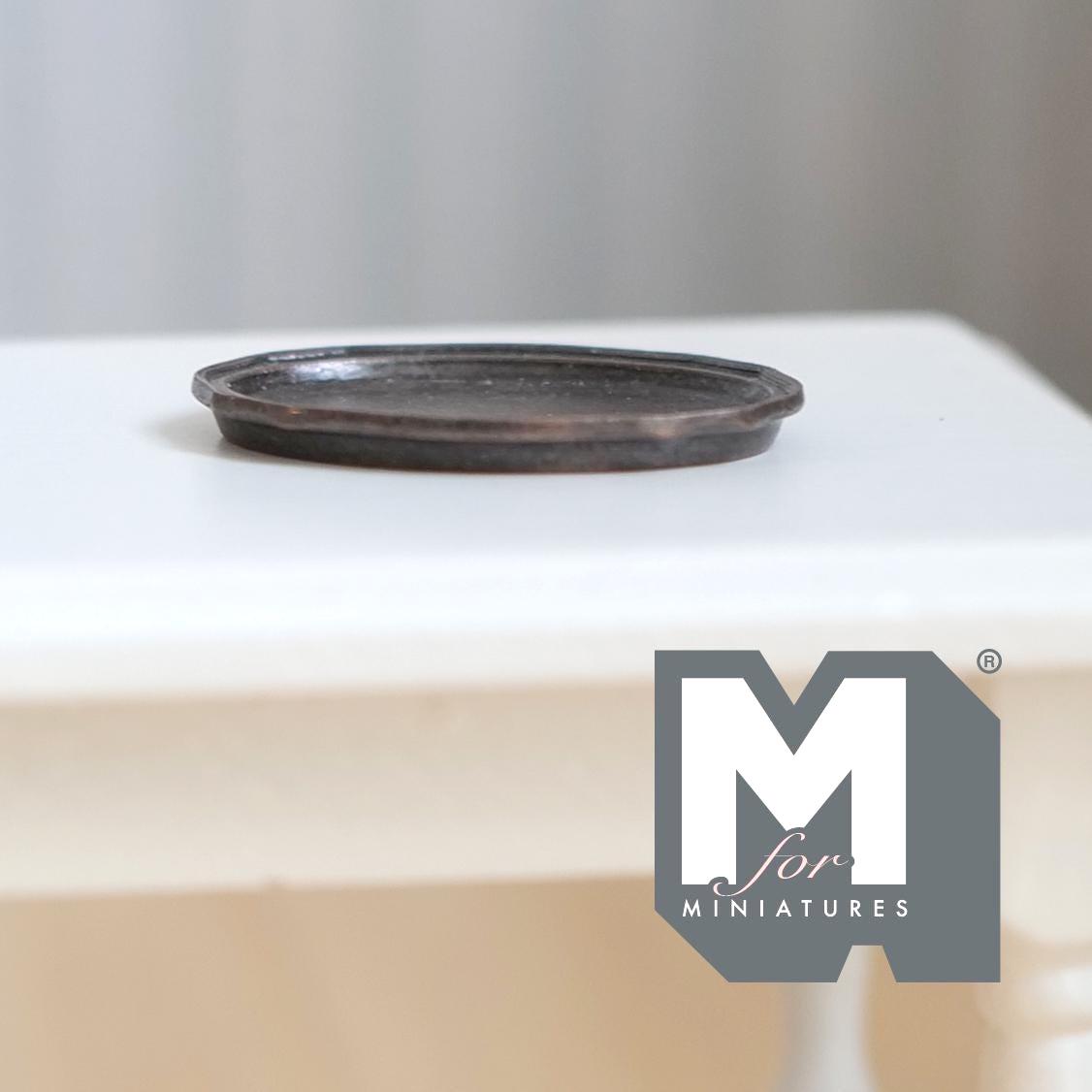 1:12 Scale Miniature Antique Brass Oval Serving Tray Dollhouse Kitchen Dining Platter 1-3/16 inch long (S) (bronze style) - A042